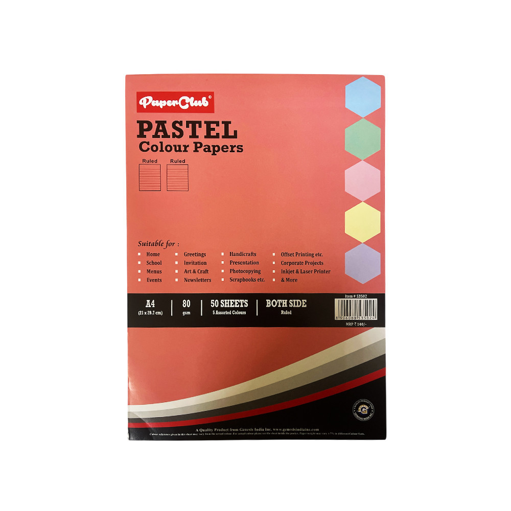 PaperClub Pastel paper, A4 size ( Both side line)